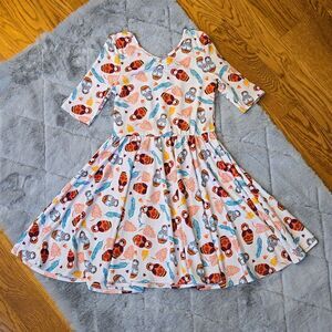 Dot Dot Smile White/Blue Twril Dress, Little Girls Size 8/10, Great Condition